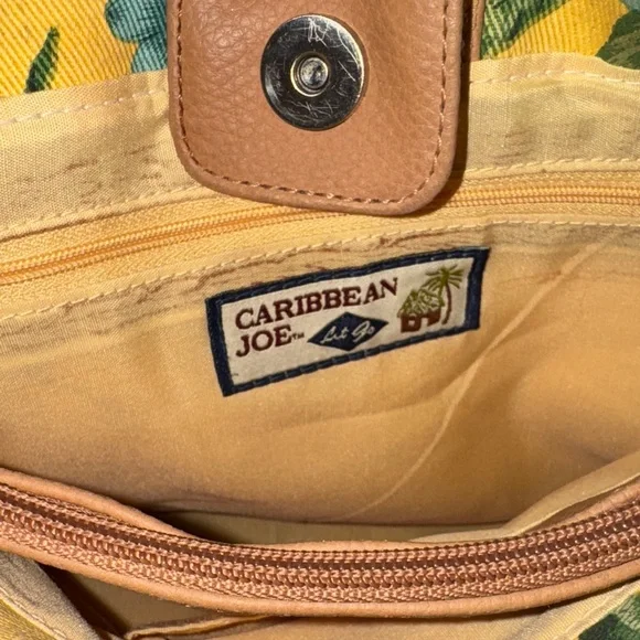 Caribbean Joe Tropical Print Canvas Bag with Bamboo Handles - Picture 4 of 6